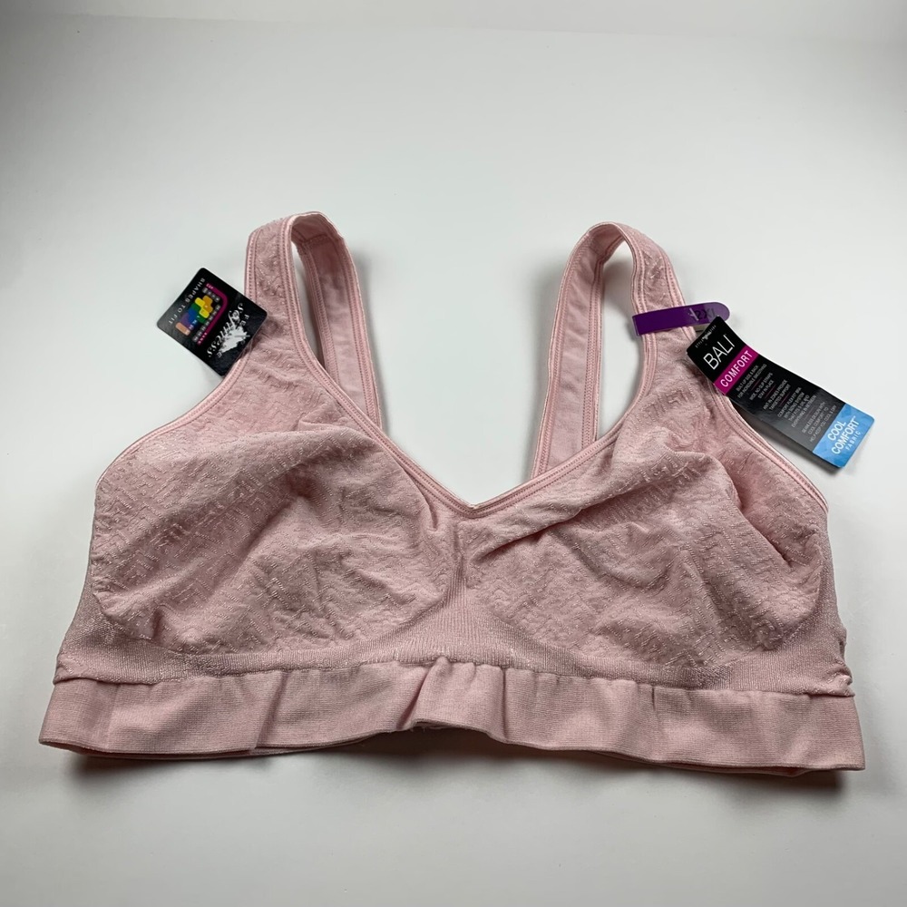 Bali Women's Comfort Flex Seamless 2-Ply Pink Stretch Wireless Bra Size 2XL NWT